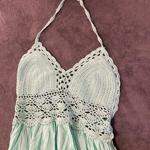 Medium crochet top maxi dress green